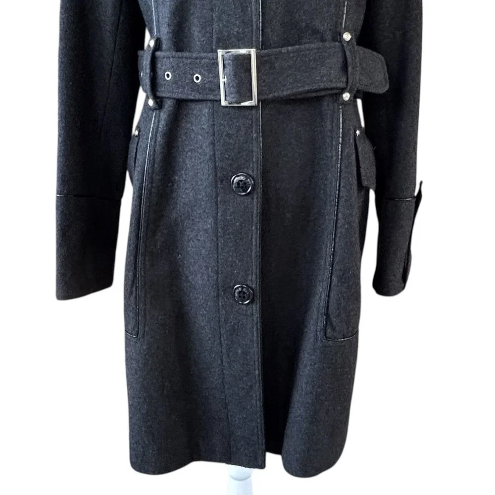 Miss Sixty M60 Wool Blend Double Breasted Peacoat Trenchcoat Dark Grey Womens‎ M